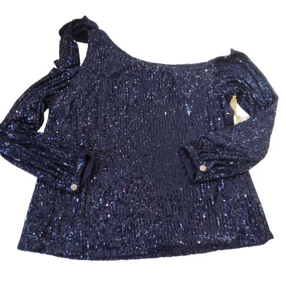 Cece Sequin blouse . Black , blue - Picture 11 of 16